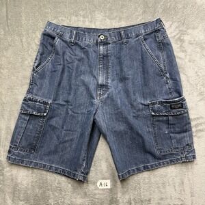 Wrangler Denim Cargo Shorts Mens 38 Y2K Blue Jean Utility Workwear Denim Skater
